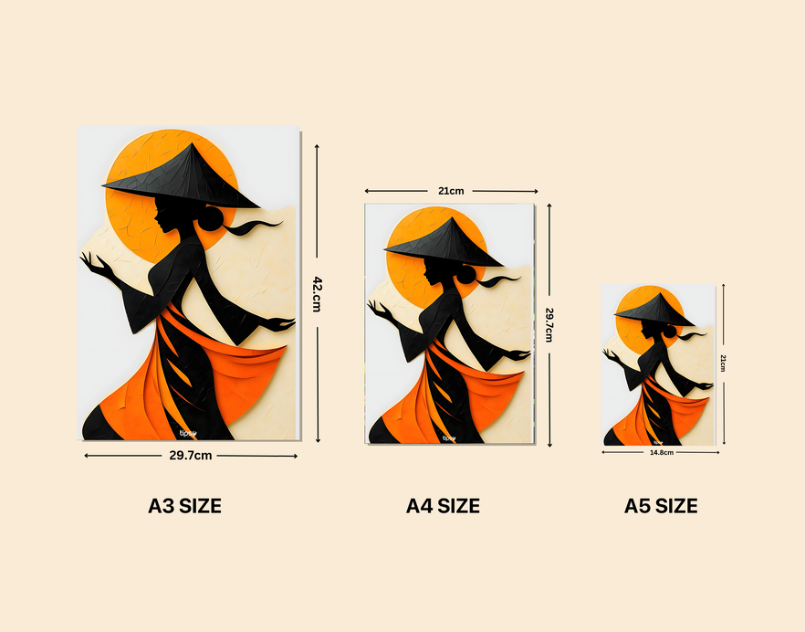 "ASIAN WOMAN SILHOUETTE CANVAS ART" -Shiny & Sturdy Metallic Poster Art That Pops & Sticks