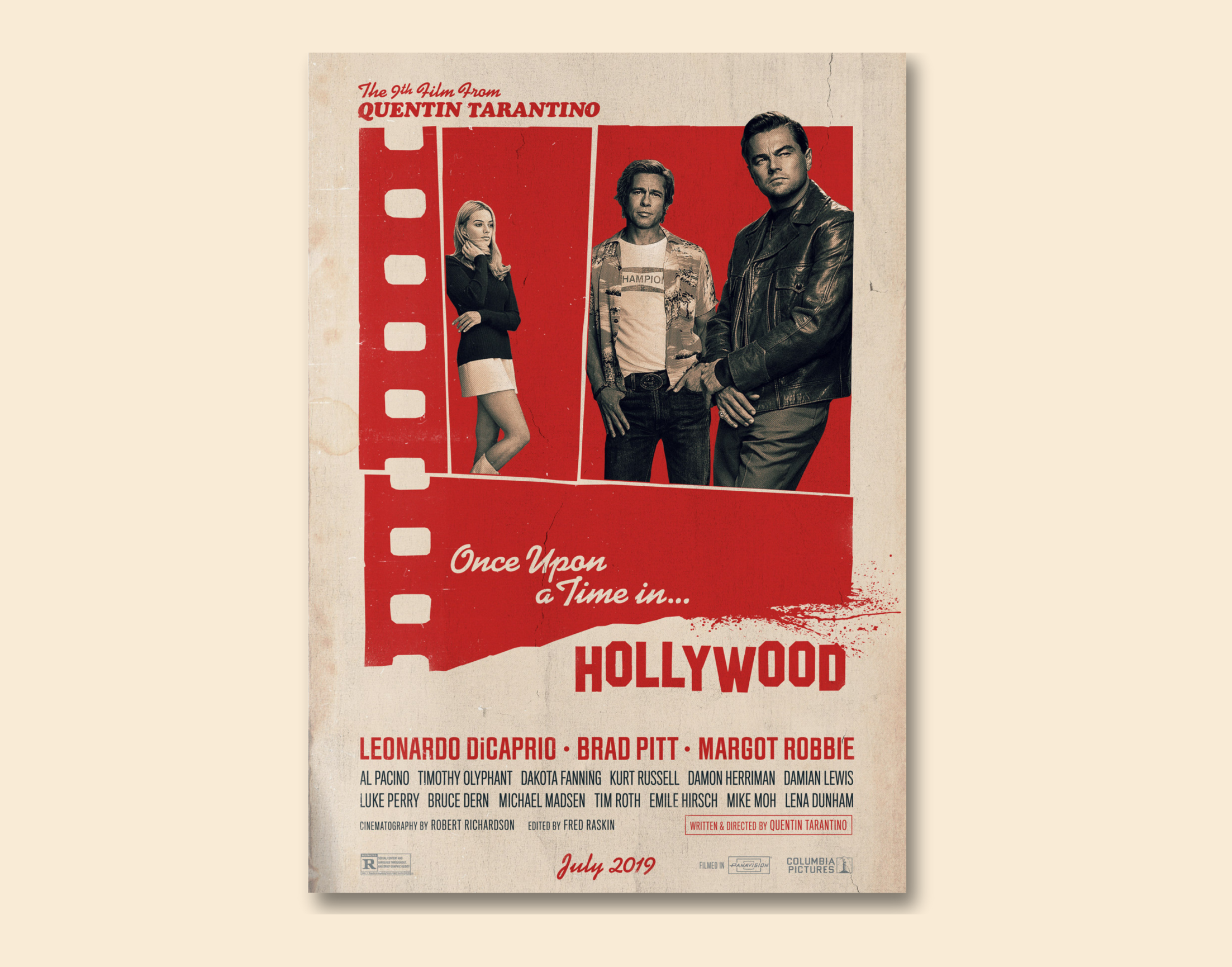 "ONCE UPON A TIME IN HOLLYWOOD"- Shiny & Sturdy Metallic Poster Art That Pops & Sticks (Literally!)