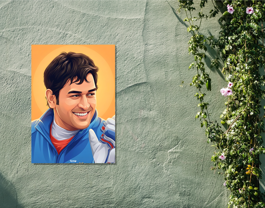 "MS DHONI VECTOR DESIGN" -Shiny & Sturdy Metallic Poster Art That Pops & Sticks