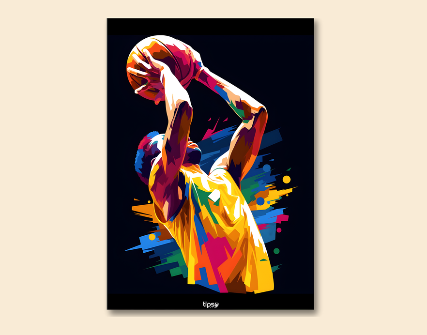 "BASKETBALL" -Shiny & Sturdy Metallic Poster Art That Pops & Sticks