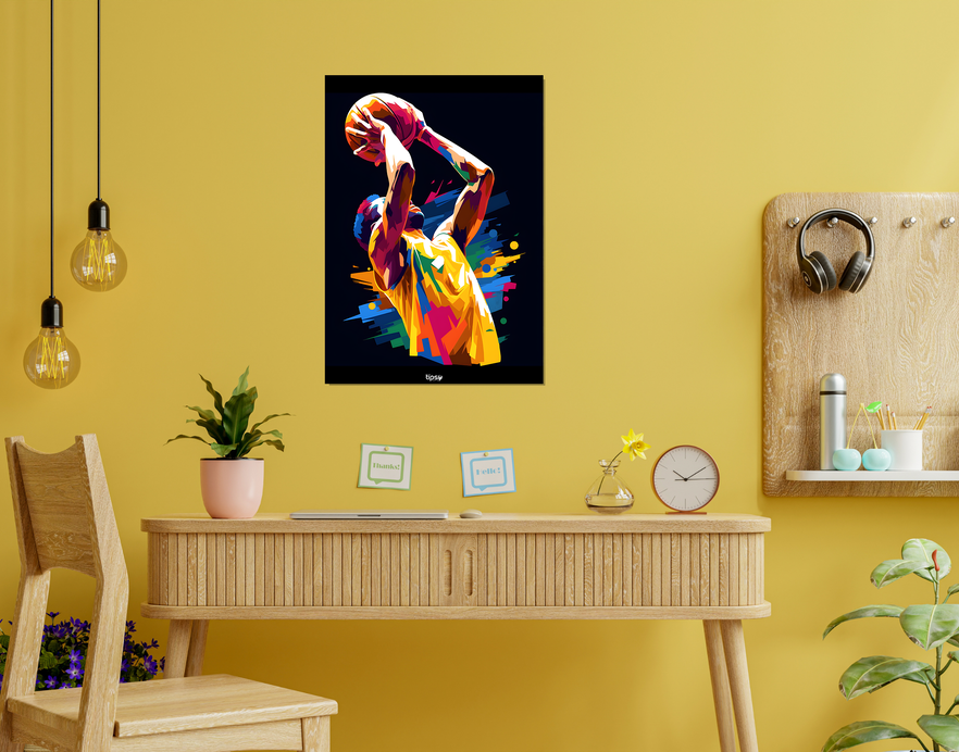 "BASKETBALL" -Shiny & Sturdy Metallic Poster Art That Pops & Sticks