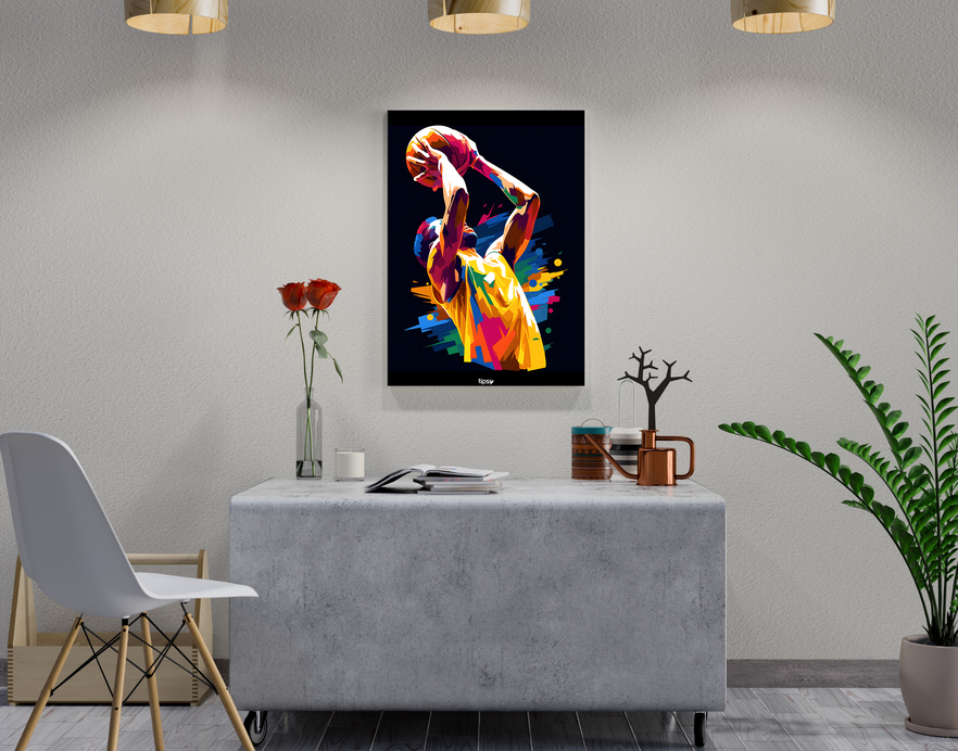 "BASKETBALL" -Shiny & Sturdy Metallic Poster Art That Pops & Sticks