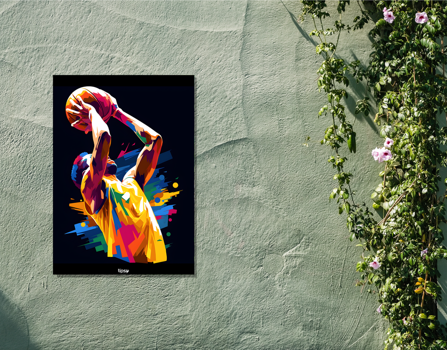 "BASKETBALL" -Shiny & Sturdy Metallic Poster Art That Pops & Sticks