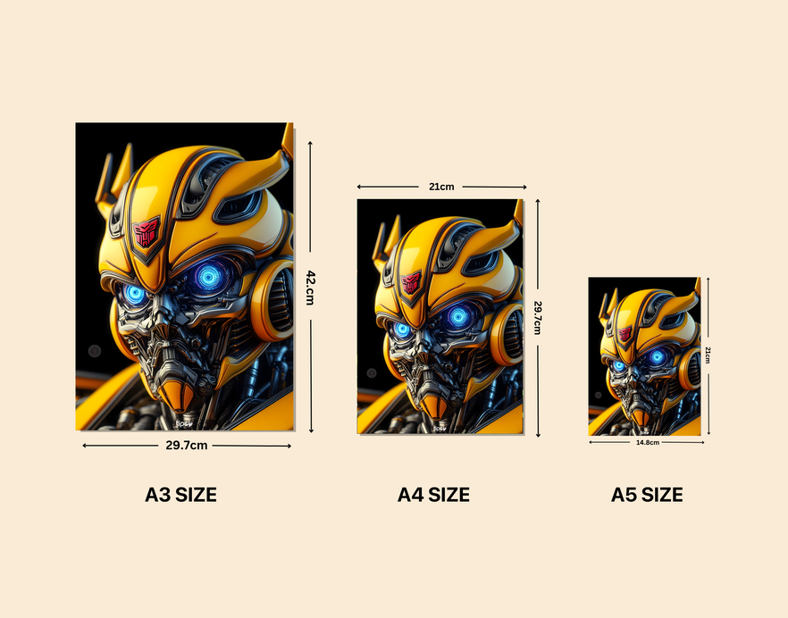 "TRANSFORMER BUMBLEBEE" -Shiny & Sturdy Metallic Poster Art That Pops & Sticks