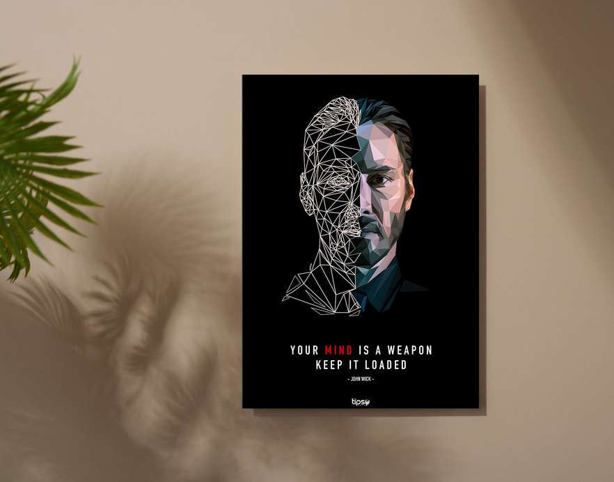 "JOHN WICK THOUGHT" -Shiny & Sturdy Metallic Poster Art That Pops & Sticks