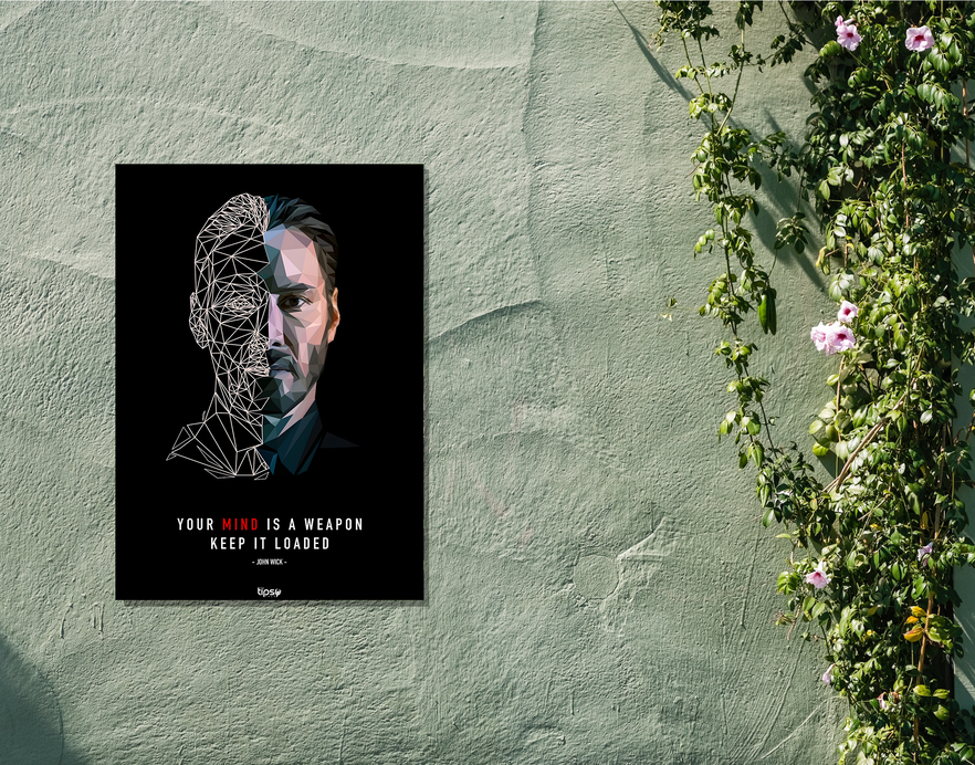 "JOHN WICK THOUGHT" -Shiny & Sturdy Metallic Poster Art That Pops & Sticks