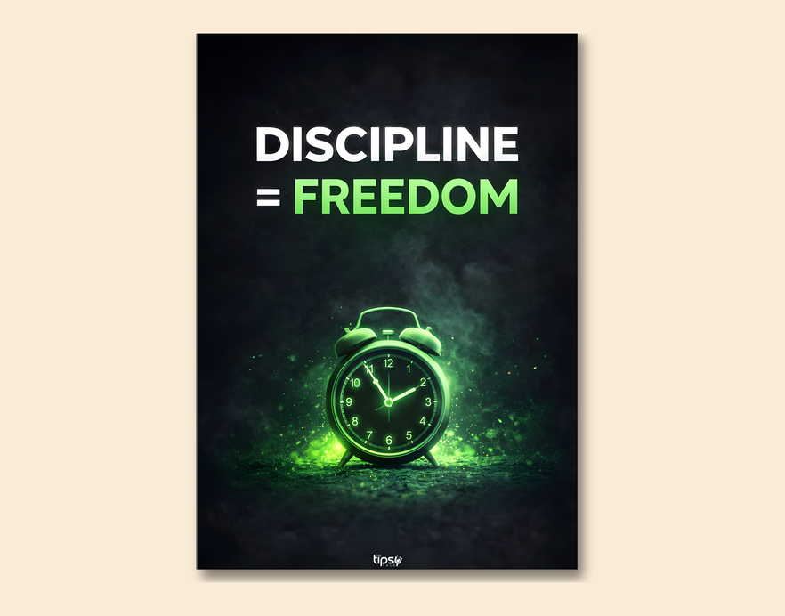 "DISCIPLINE = FREEDOM " -Shiny & Sturdy Metallic Poster Art That Pops & Sticks