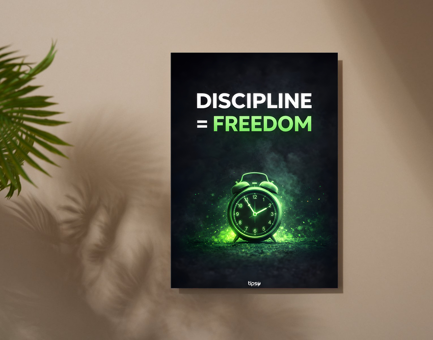 "DISCIPLINE = FREEDOM " -Shiny & Sturdy Metallic Poster Art That Pops & Sticks