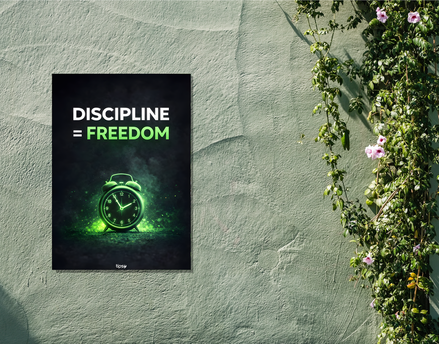 "DISCIPLINE = FREEDOM " -Shiny & Sturdy Metallic Poster Art That Pops & Sticks