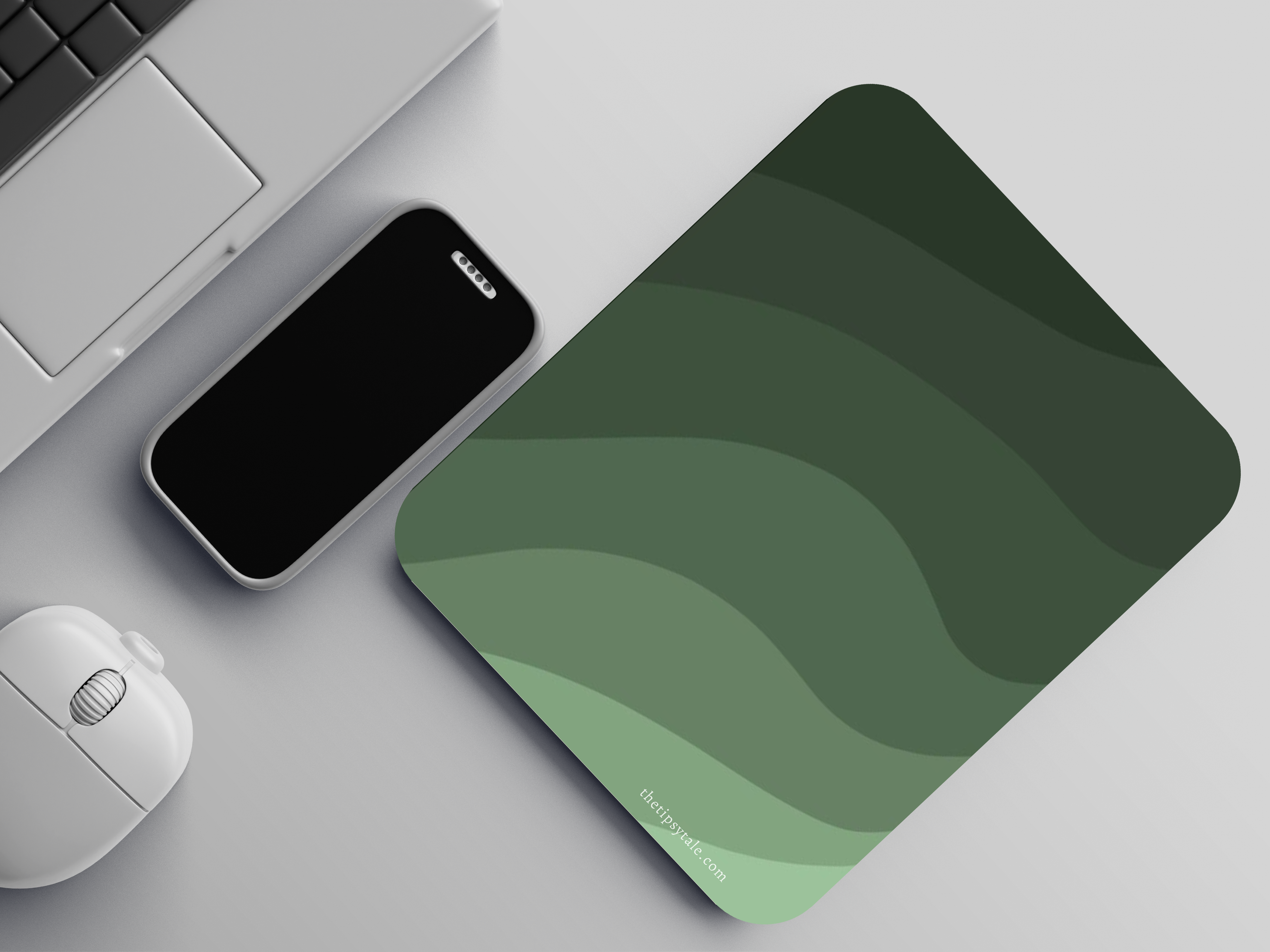 "DARK GREEN WAVES ABSTRACT" Mousepad Enhance Your Workspace with Style