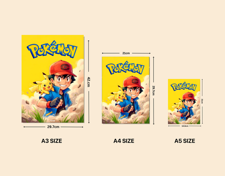 "POKEMON : ASH & PIKACHU" -Shiny & Sturdy Metallic Poster Art That Pops & Sticks
