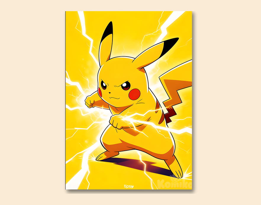 "THUNDERBOLT PIKACHU" -Shiny & Sturdy Metallic Poster Art That Pops & Sticks
