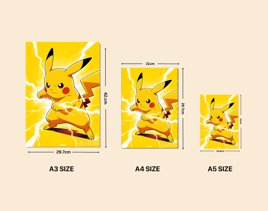 "THUNDERBOLT PIKACHU" -Shiny & Sturdy Metallic Poster Art That Pops & Sticks