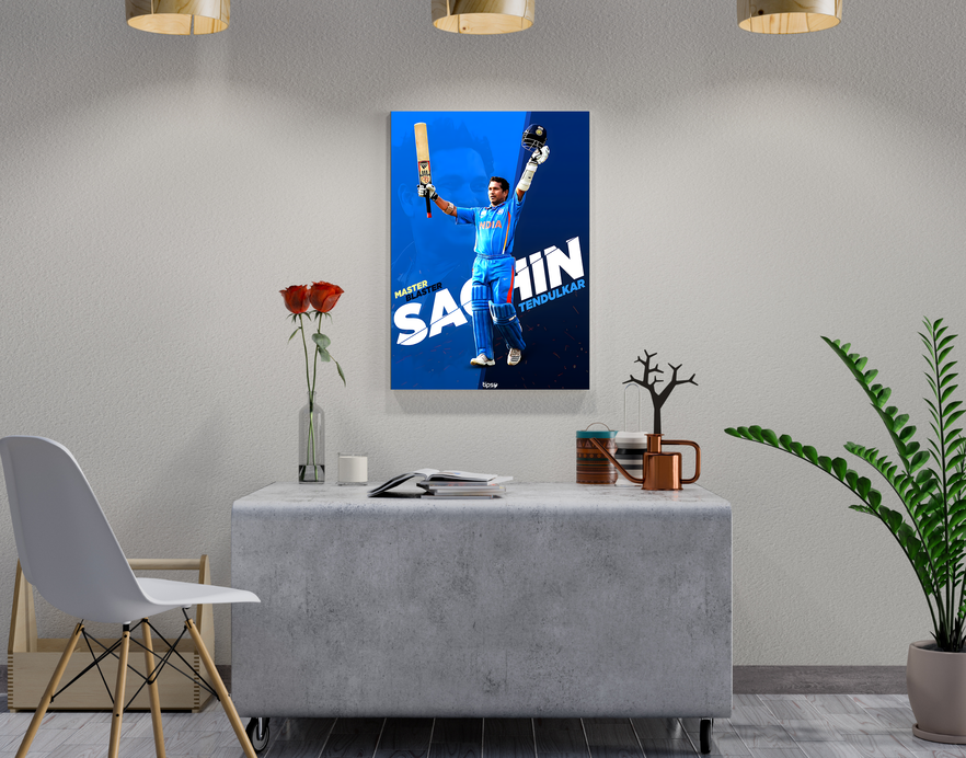 "SACHIN TENDULKAR " -Shiny & Sturdy Metallic Poster Art That Pops & Sticks