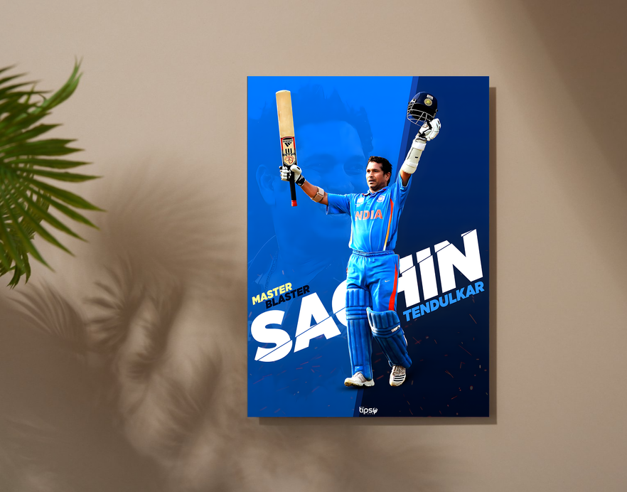 "SACHIN TENDULKAR " -Shiny & Sturdy Metallic Poster Art That Pops & Sticks