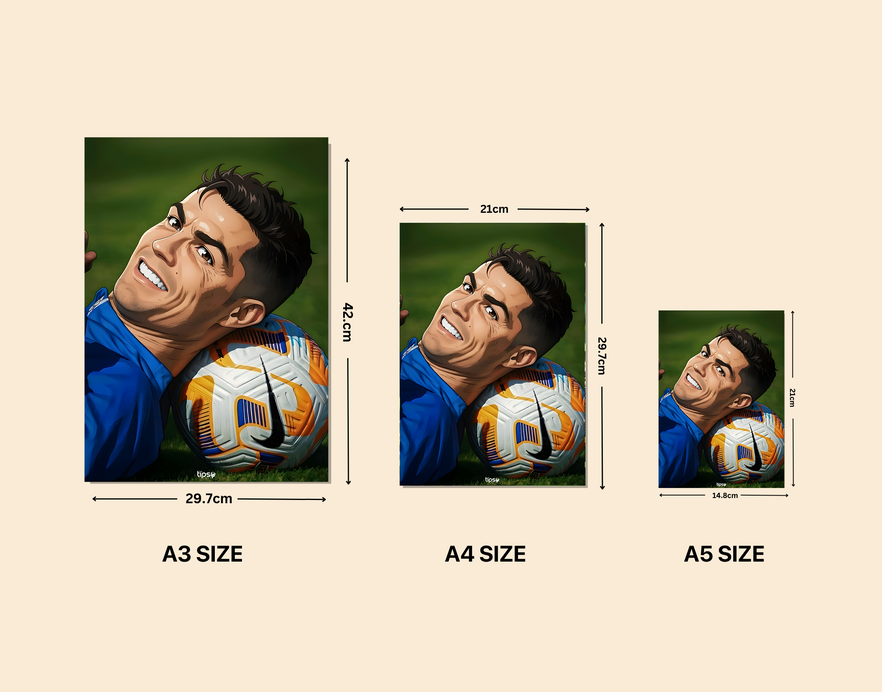"CRISTIANO RONALDO 07 POTRAIT" -Shiny & Sturdy Metallic Poster Art That Pops & Sticks