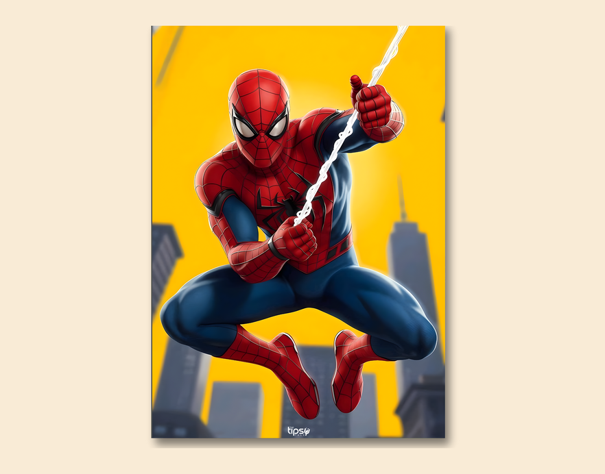 "SPIDERMAN WEB STRIKE " -Shiny & Sturdy Metallic Poster Art That Pops & Sticks