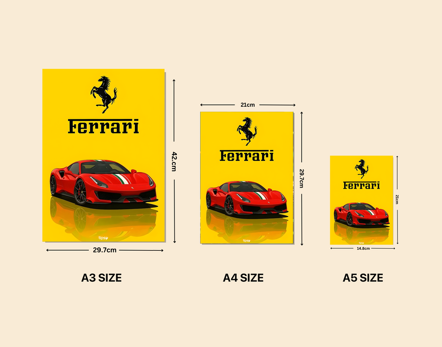 "FERRARI" -Shiny & Sturdy Metallic Poster Art That Pops & Sticks
