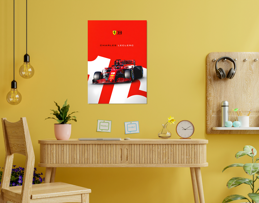 "CHARLES LECLERC" -Shiny & Sturdy Metallic Poster Art That Pops & Sticks