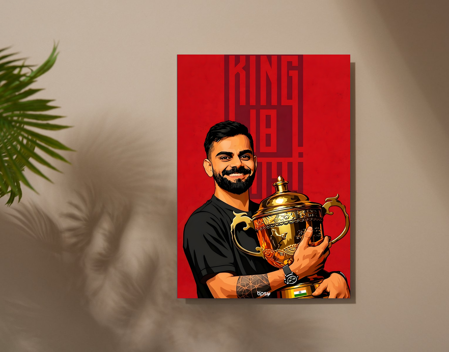 "VIRAT KHOLI J18: CRICKET FANDOM" -Shiny & Sturdy Metallic Poster Art That Pops & Sticks