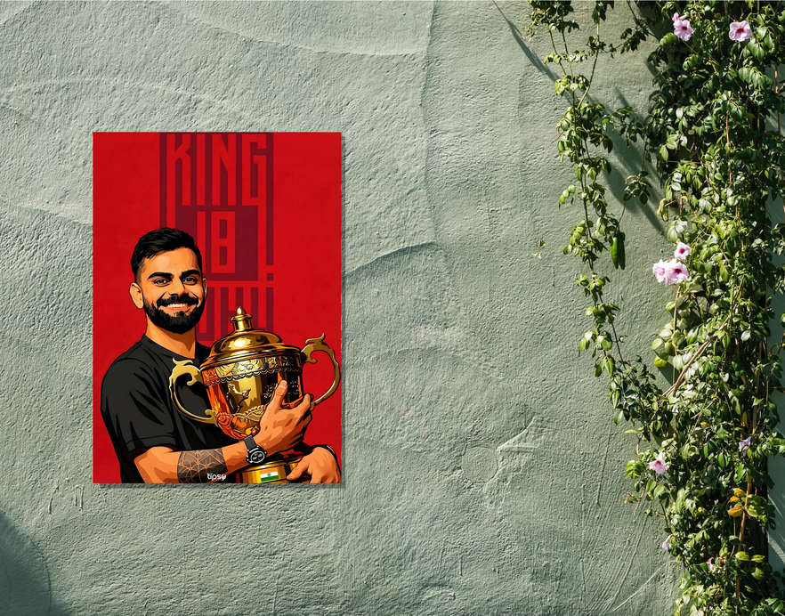 "VIRAT KHOLI J18: CRICKET FANDOM" -Shiny & Sturdy Metallic Poster Art That Pops & Sticks