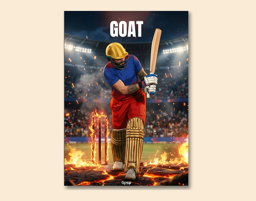 "GOAT - VIRAT KOHLI" -Shiny & Sturdy Metallic Poster Art That Pops & Sticks