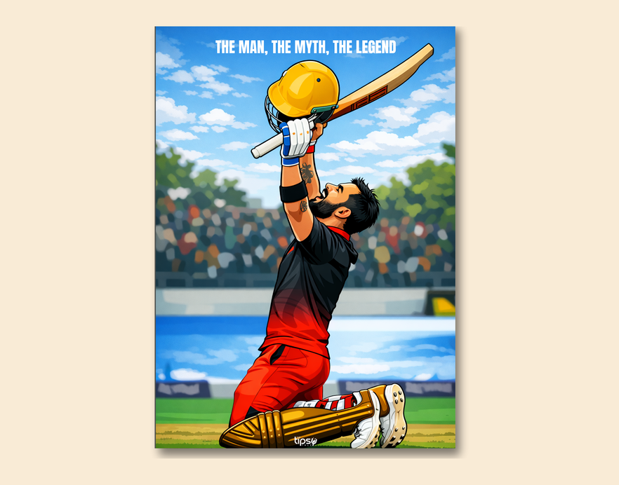 "THE MAN, THE MYTH, THE LEGEND VIRAT KOHLI" -Shiny & Sturdy Metallic Poster Art That Pops & Sticks