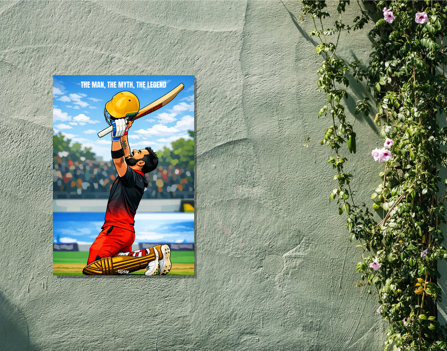 "THE MAN, THE MYTH, THE LEGEND VIRAT KOHLI" -Shiny & Sturdy Metallic Poster Art That Pops & Sticks
