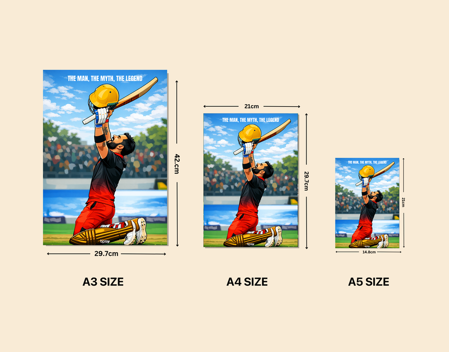 "THE MAN, THE MYTH, THE LEGEND VIRAT KOHLI" -Shiny & Sturdy Metallic Poster Art That Pops & Sticks