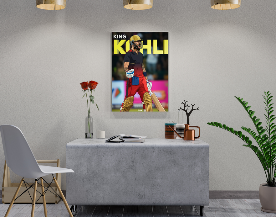 "KING VIRAT KOHLI: CRICKET FANBASE" -Shiny & Sturdy Metallic Poster Art That Pops & Sticks