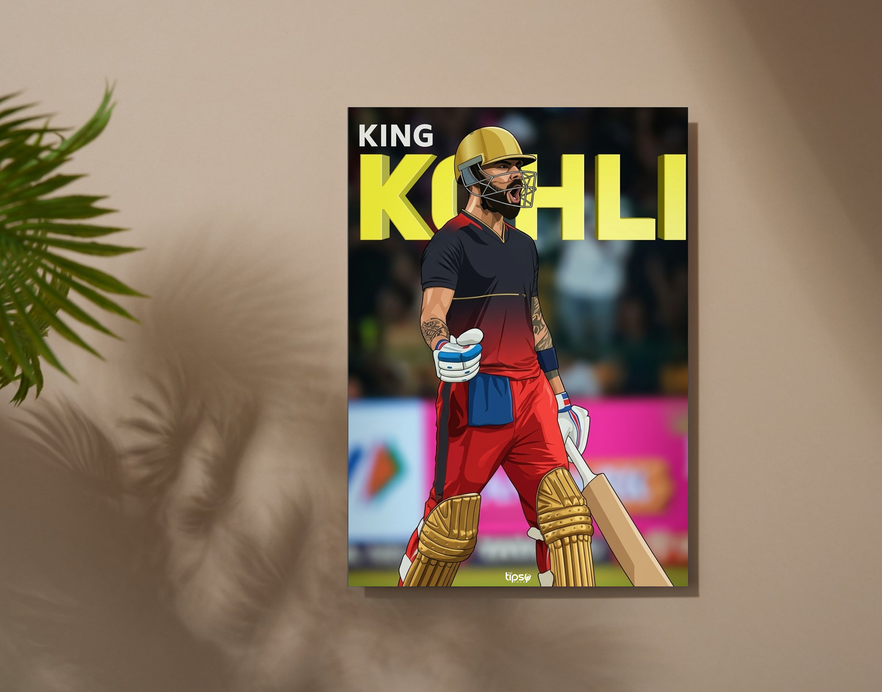 "KING VIRAT KOHLI: CRICKET FANBASE" -Shiny & Sturdy Metallic Poster Art That Pops & Sticks