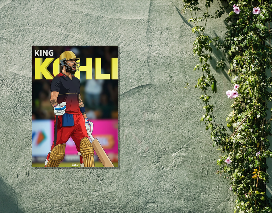 "KING VIRAT KOHLI: CRICKET FANBASE" -Shiny & Sturdy Metallic Poster Art That Pops & Sticks