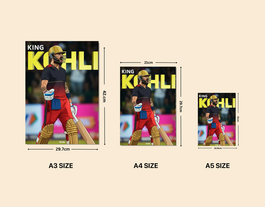 "KING VIRAT KOHLI: CRICKET FANBASE" -Shiny & Sturdy Metallic Poster Art That Pops & Sticks