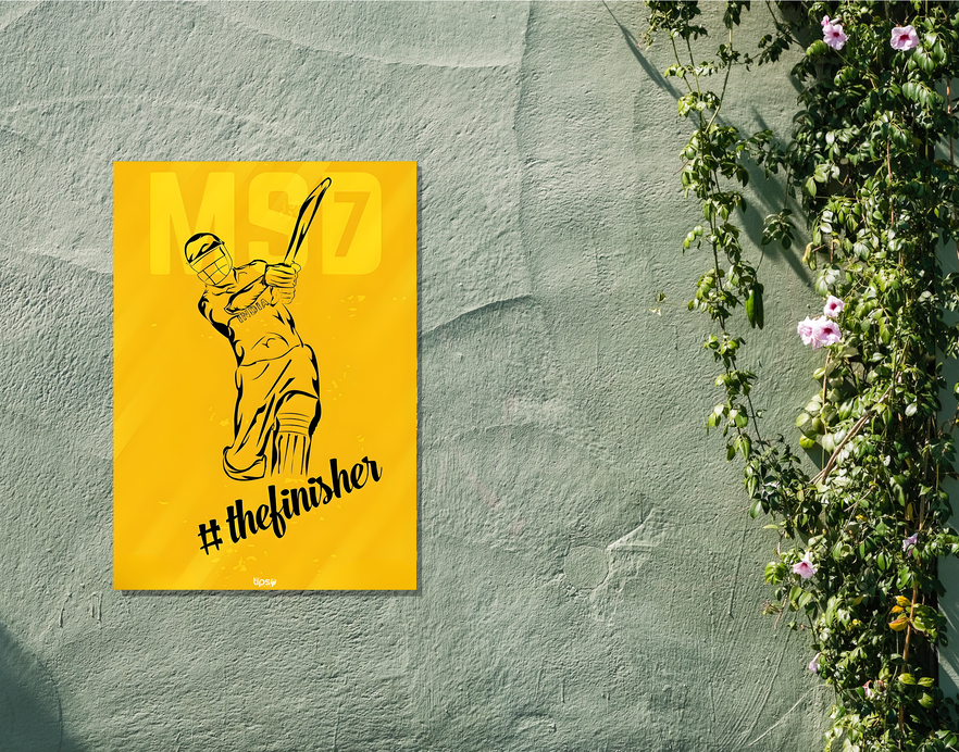 "MSD THE FINISHER: CRICKET FANSHIP" -Shiny & Sturdy Metallic Poster Art That Pops & Sticks