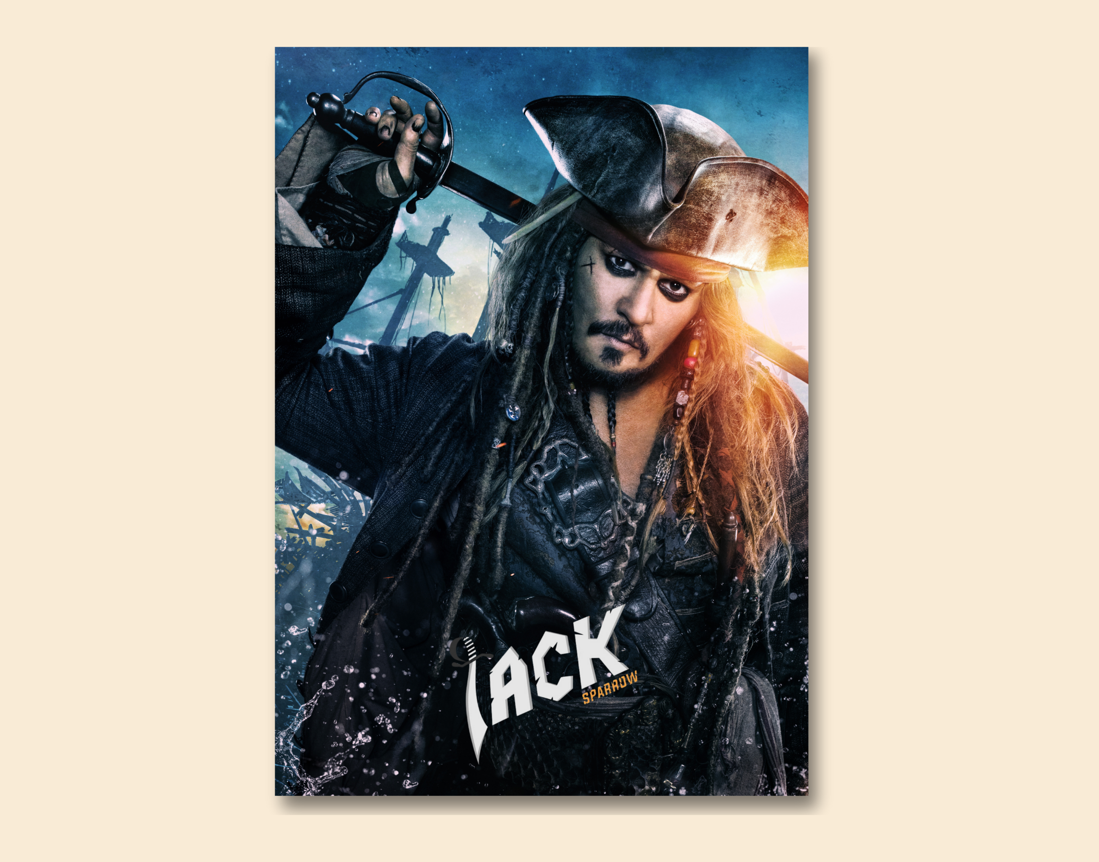 "CAPTAIN JACK SPARROW: PIRATES OF CARIBBEAN"- Shiny & Sturdy Metallic Poster Art That Pops & Sticks (Literally!)