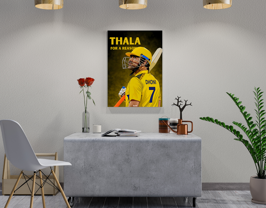 "MS DHONI: CRICKET FANBASE" -Shiny & Sturdy Metallic Poster Art That Pops & Sticks