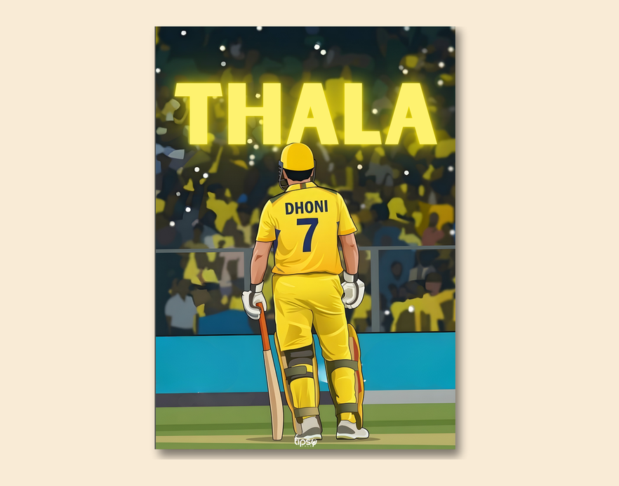 "CRICKET FANBASE: MAHENDRA SINGH DHONI CRICKET " -Shiny & Sturdy Metallic Poster Art That Pops & Sticks
