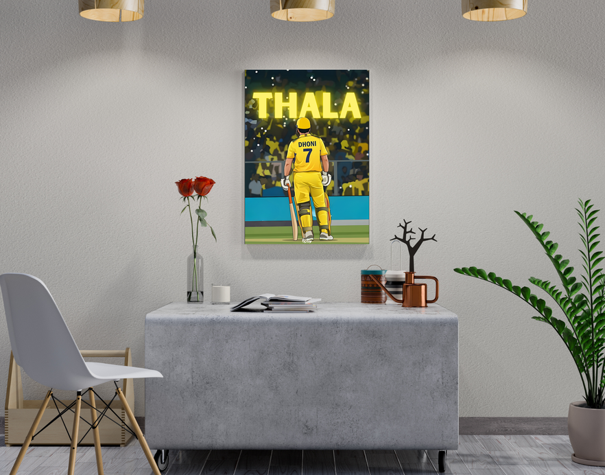 "CRICKET FANBASE: MAHENDRA SINGH DHONI CRICKET " -Shiny & Sturdy Metallic Poster Art That Pops & Sticks