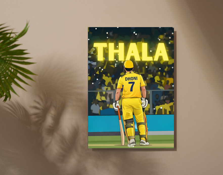 "CRICKET FANBASE: MAHENDRA SINGH DHONI CRICKET " -Shiny & Sturdy Metallic Poster Art That Pops & Sticks