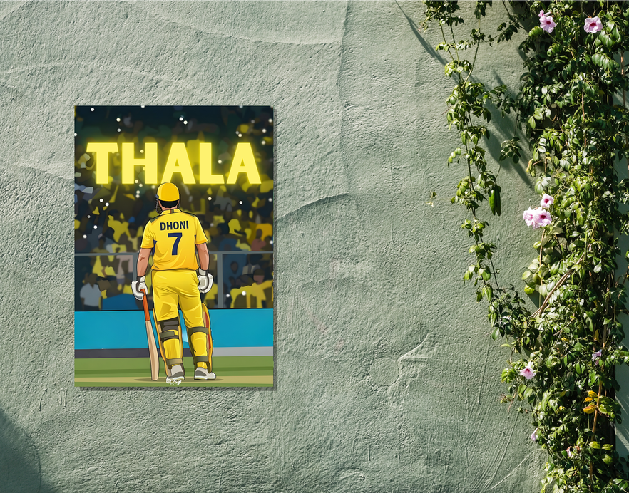 "CRICKET FANBASE: MAHENDRA SINGH DHONI CRICKET " -Shiny & Sturdy Metallic Poster Art That Pops & Sticks