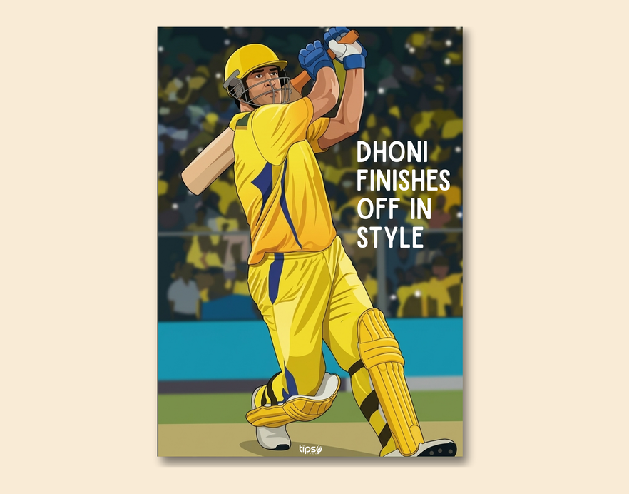 "CRICKET FANDOM: MS DHONI " -Shiny & Sturdy Metallic Poster Art That Pops & Sticks