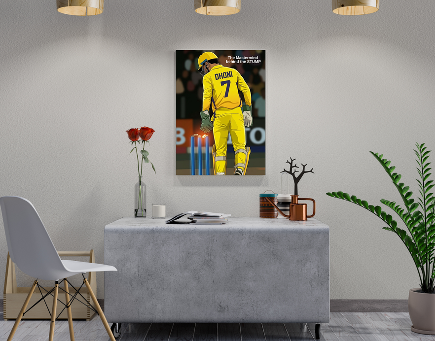 "CRICKET FANBASE J7: MAHENDRA SINGH DHONI" -Shiny & Sturdy Metallic Poster Art That Pops & Sticks