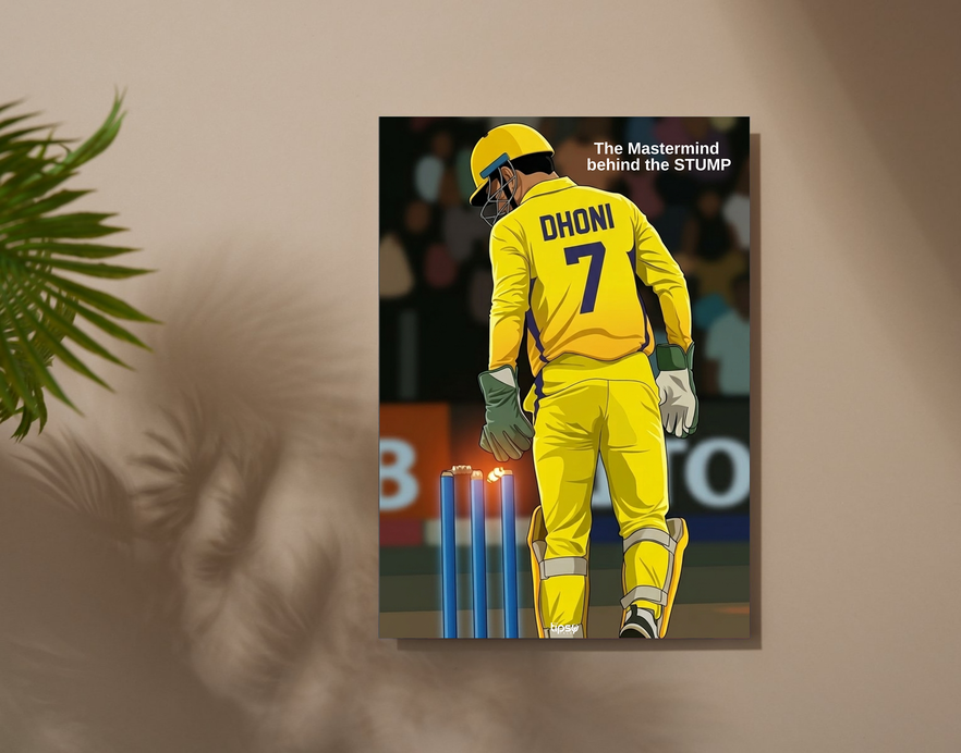 "CRICKET FANBASE J7: MAHENDRA SINGH DHONI" -Shiny & Sturdy Metallic Poster Art That Pops & Sticks