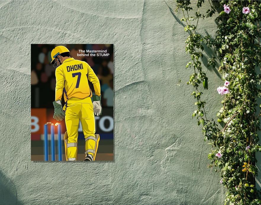 "CRICKET FANBASE J7: MAHENDRA SINGH DHONI" -Shiny & Sturdy Metallic Poster Art That Pops & Sticks