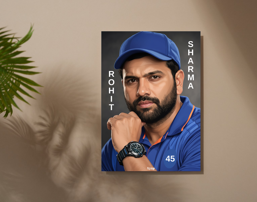 "ROHIT SHARMA: CRICKET FANDOM" -Shiny & Sturdy Metallic Poster Art That Pops & Sticks
