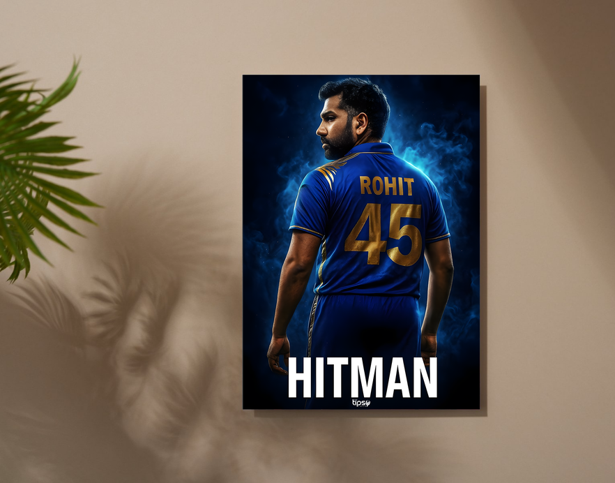 "ROHIT SHARMA: CRICKET FANSHIP" -Shiny & Sturdy Metallic Poster Art That Pops & Sticks