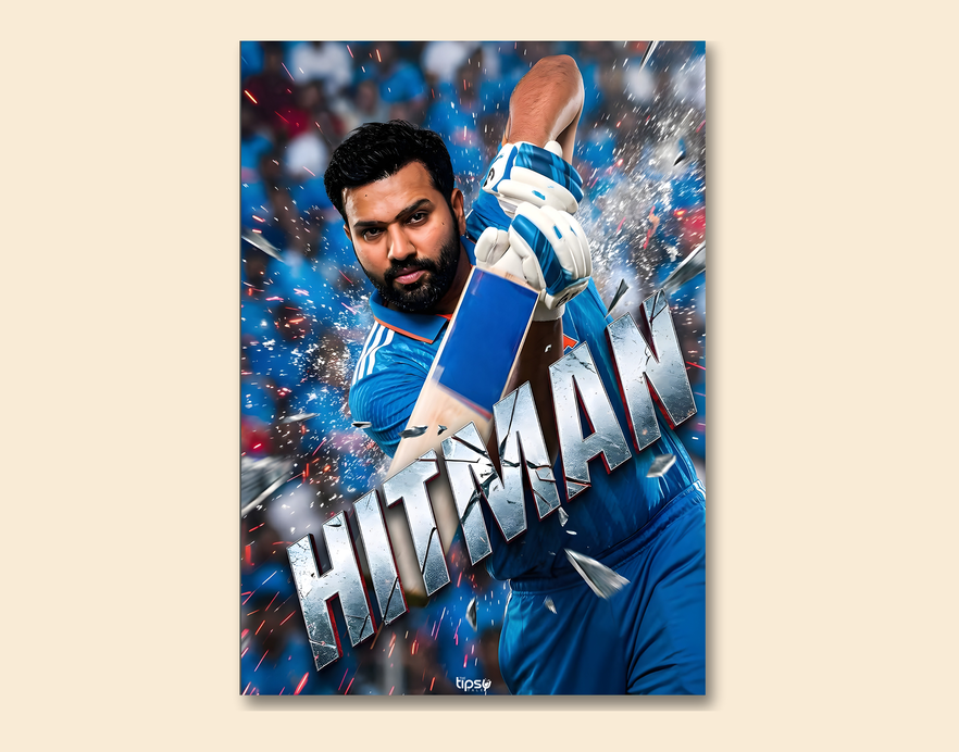 "ROHIT SHARMA: CRICKET FANBASE" -Shiny & Sturdy Metallic Poster Art That Pops & Sticks
