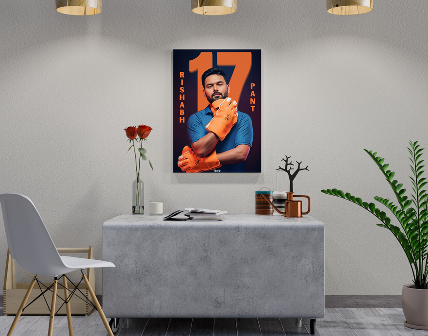 "RISHABH PANT: CRICKET FANSHIP " -Shiny & Sturdy Metallic Poster Art That Pops & Sticks