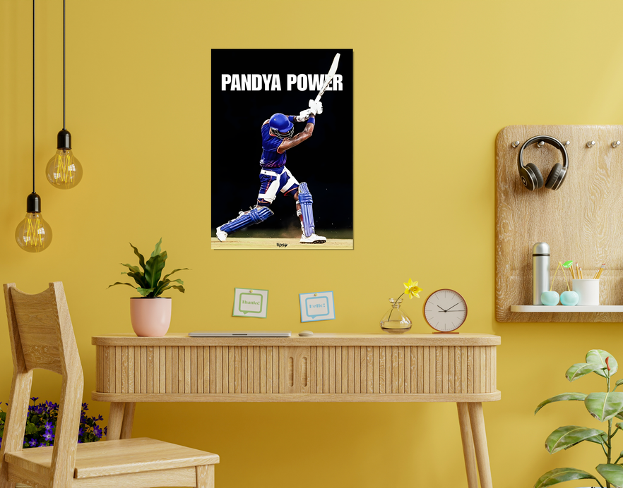 "PANDYA POWER: CRICKET FANBASE" -Shiny & Sturdy Metallic Poster Art That Pops & Sticks