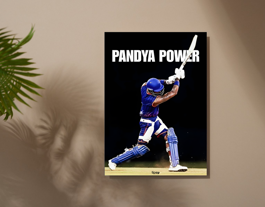 "PANDYA POWER: CRICKET FANBASE" -Shiny & Sturdy Metallic Poster Art That Pops & Sticks